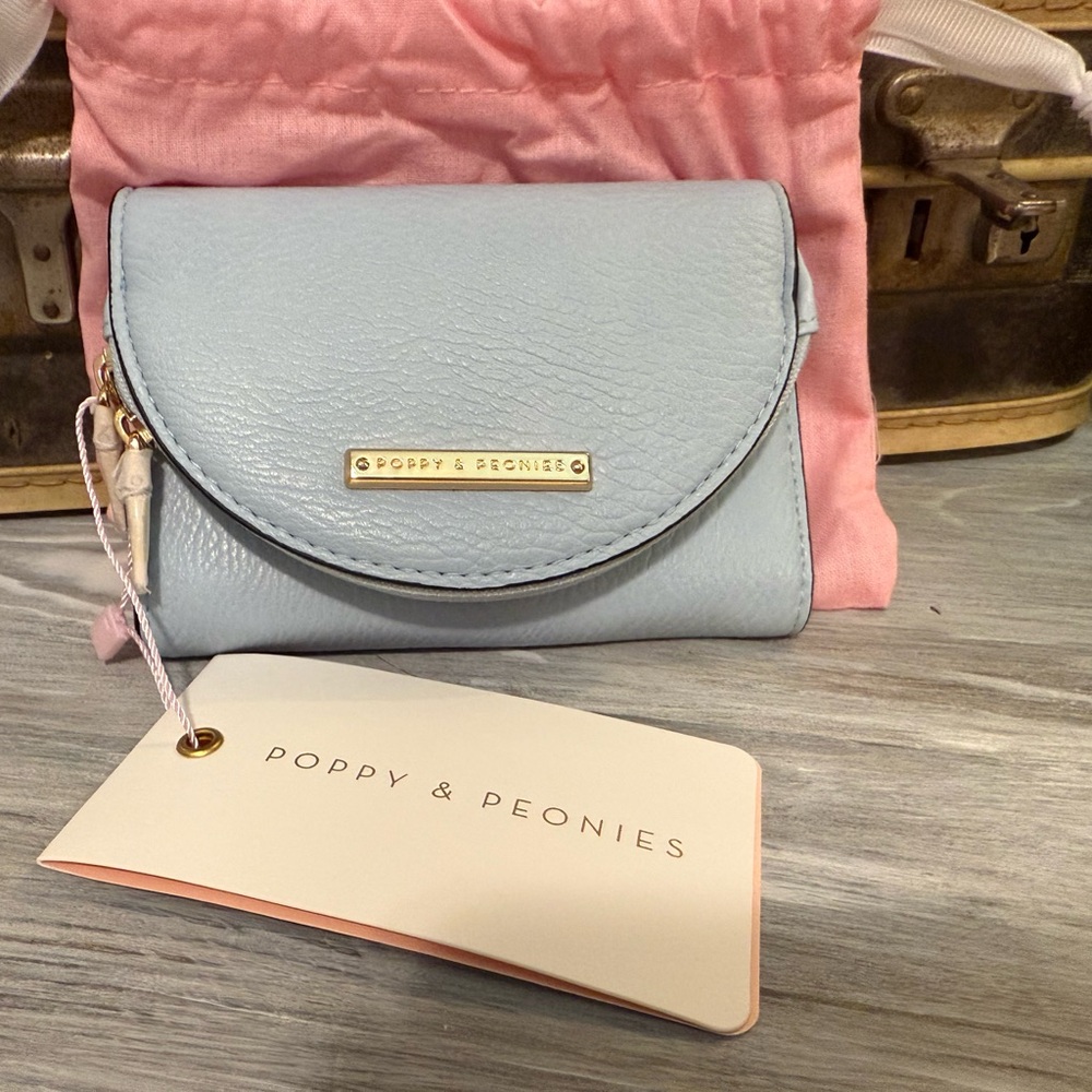 NWT Poppy & Peonies Light Blue Women's Margaux Wallet